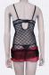 Chemise in tulle ricamato con borchie e volants. Nero-rosso