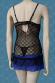 Chemise in tulle ricamato con borchie e volants. Nero-blu