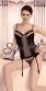 Guepiere beige-nera in tulle e pizzo + tanga.