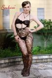 Bodystocking motivo floreale incluso perizoma nero.