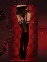Collant nero/rosso effetto reggicalze. Art. 340