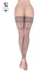 Ballerina: calze autoreggenti con riga e disegno. Grigio. Art. 550