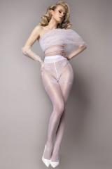 Collant bianco velato con ricami e lurex. Art. 580