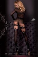 Collant nero/beige con ricami. Art. 300