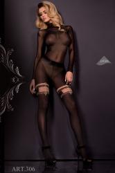 Collant nero con fascia beige. Art. 306
