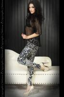 Leggings fantasia animalier blu/nero.