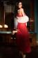 Abito in chiffon con inserti in pizzo. Rosso