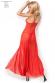 Abito in chiffon con inserti in pizzo. Rosso