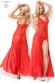 Abito in chiffon con inserti in pizzo. Rosso