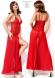 Abito lungo in pizzo e chiffon. Rosso