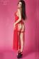 Neglig in chiffon e pizzo con strass. 5 pz. Rosso.