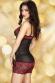 Chemise in microrete e pizzo nero/rosso.