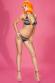 Bikini pitonato con catenelle dorate.