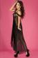 Vestaglia lunga in chiffon e pizzo. Nero