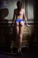 Completino intimo 2 pezzi in pizzo con stringhe. Blu.
