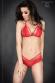 Completino intimo in pizzo con stringhe. Rosso.