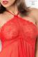 Chemise in microrete e pizzo. Rosso
