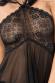 Chemise in microrete e pizzo. Nero