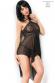 Chemise in microrete e pizzo. Nero