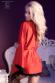 Vestaglia in satin e pizzo. Rosso.