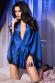 Vestaglia in satin e pizzo. Blu.