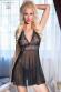 Babydoll in tulle e pizzo con ricami in lurex.