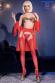 Collant velati in Lycra effetto reggicalze. Colore rosso.