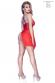 Babydoll rosso in tulle e pizzo con spalline incrociate.
