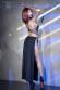 Abito lungo con ampi spacchi laterali ed inserto frontale in tulle.