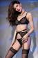 Completo intimo 4 pezzi in pizzo con calze. Nero