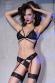 Completo intimo 2 pezzi in pizzo con giarrettiere incorporate. Nero