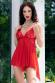 Babydoll rosso in tulle e pizzo con coppe aperte.