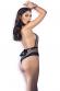 Body leopardato in tulle e pizzo con laccetto.