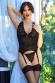 Guepiere in tulle e pizzo con motivo posteriore + calze.