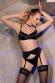 Set 4 pezzi in satin con calze. Nero.