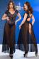 Neglig in tulle con inserti in pizzo nero/blu.