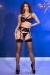 Set 4 pezzi in pizzo floreale nero con calze.