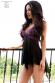 Babydoll in tulle e pizzo nero viola.