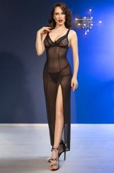 Neglig in tulle e pizzo con stringatura posteriore.