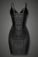 Vestito in tessuto lucido con strisce elastiche.