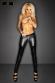 Pantaloni misto tessuto lucido e vinile con zip.