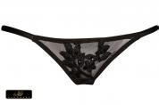 Perizoma in tulle ricamato con perline e paillettes.