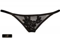 Perizoma in tulle ricamato con perline e paillettes.