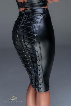 Gonna lunga con zip e stringature.