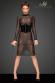 Abito aderente in tulle con righe verticali.