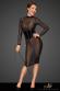 Abito aderente in tulle con righe verticali.