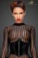 Abito aderente in tulle con righe verticali.