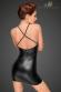 Mini abito nero con coppe in tulle e ricami in pizzo.