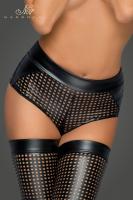 Short tagliati al laser con cintura in Powerwetlook.