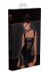 Abito corto in tessuto Powerwetlook con inserto in tulle davanti.